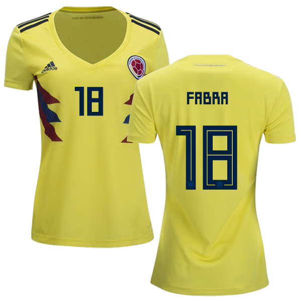 Women's Colombia #18 Fabra Home Soccer Country Jersey - Click Image to Close